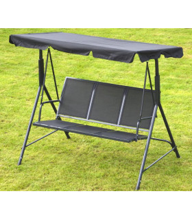 Garden swing 170x110x153 cm, 3-seat, black textile