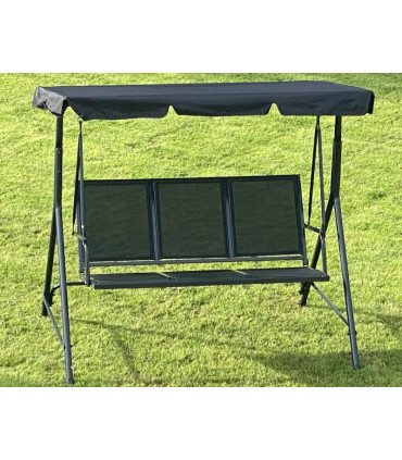 Garden swing 170x110x153 cm, 3-seat, black textile