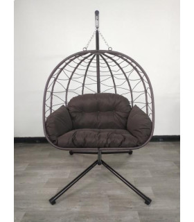 Double foldable hanging egg chair with stand