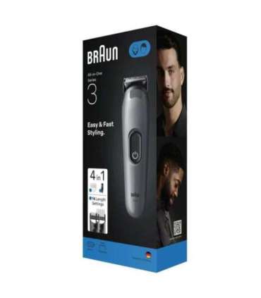 Braun 4-in-1 Grooming Kit All-in-One Series 3 AIO3500 Cordless Number of length steps 14 Black