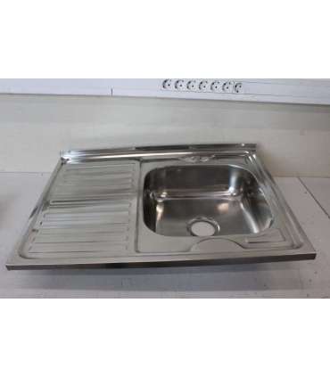 SALE OUT. Sink TREDI, top-mounted, stainless steel, with siphon set, right, 80 x 60 cm Sourcing DENTED, SCRATCHED,
