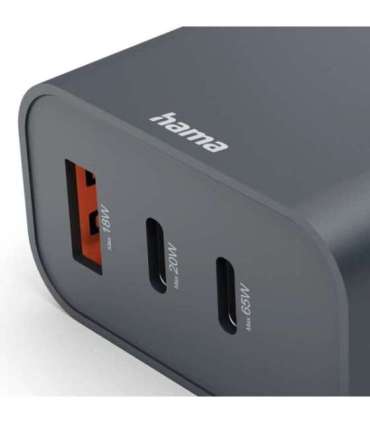 Hama 08644500 65W PD Wall Charger 2x USB-C USB-A Fast Charging ECOSENTIAL