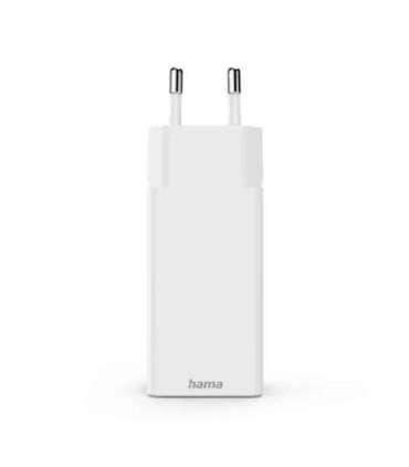 Hama 00201996 Fast Charger GaN, 2x USB-C, 1x USB-A, Mini Charger, PD, 65W, White
