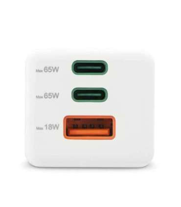 Hama 00201996 Fast Charger GaN, 2x USB-C, 1x USB-A, Mini Charger, PD, 65W, White