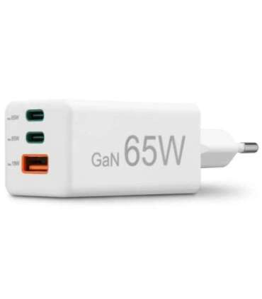 Hama 00201996 Fast Charger GaN, 2x USB-C, 1x USB-A, Mini Charger, PD, 65W, White