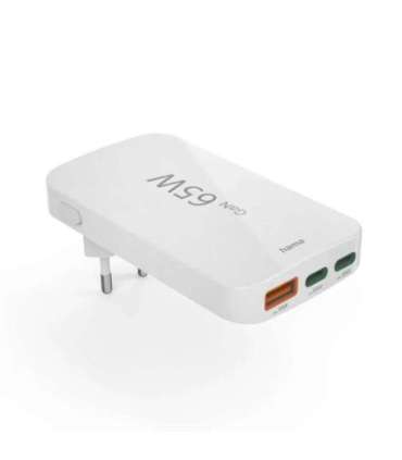 Hama 00201976 Flat Charger 220V With 2xUSB-C/USB-A  65W White