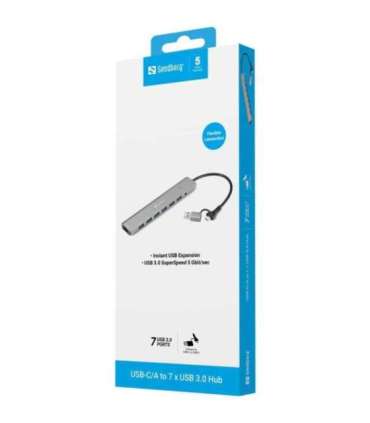 Sandberg 136-66 USB-C/A to 7 x USB 3.0 Hub