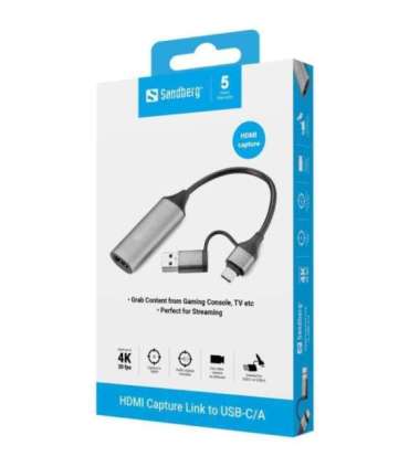 Sandberg 136-70 HDMI Capture Link to USB-C/A