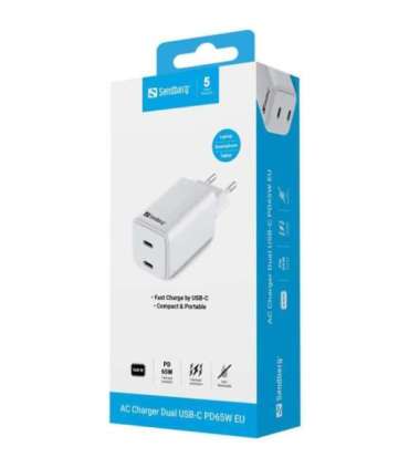 Sandberg 441-56 AC Charger Dual USB-C PD65W EU