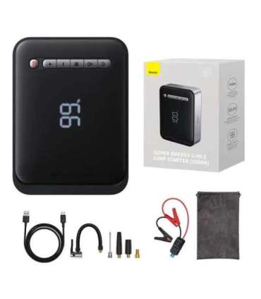 Powerbank / Starter + Compressor 2in1 Baseus Super Energy Car Jump Starter, 8000mAh, 1000A USB (black)