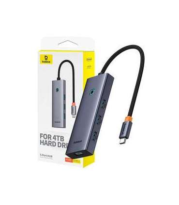Hub 5in1 Baseus UltraJoy 5-Port (4xUSB 3.0,  PD) grey