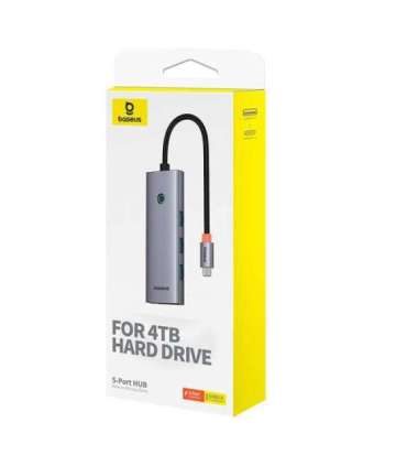 Hub 5in1 Baseus UltraJoy 5-Port (4xUSB 3.0,  PD) grey