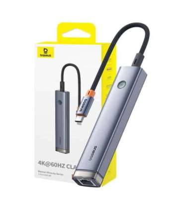 5-Port HUB AIR Baseus UltraJoy Series Type-C - HDMI, USB3.0x2, PD, RJ45 (grey)