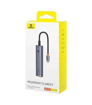 5-Port HUB AIR Baseus UltraJoy Series Type-C - HDMI, USB3.0x2, PD, RJ45 (grey)