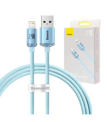 Kabel USB do iP Baseus Crystal Shine, 2.4A, 1.2m (niebieski)
