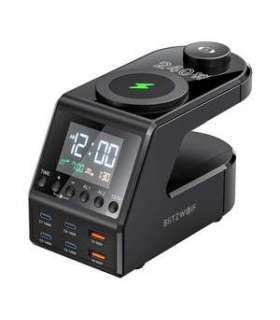 Blitzwolf BW-FW10 alarm clock with charger 2xUSB-A, 4xUSB-C, 240W