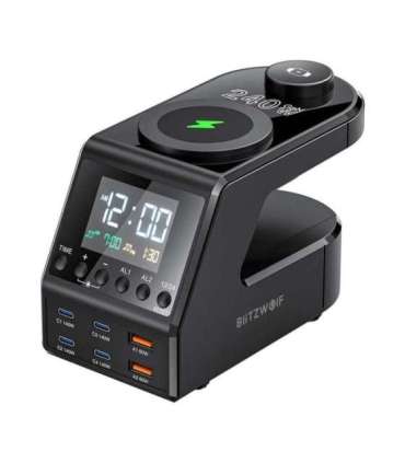 Blitzwolf BW-FW10 alarm clock with charger 2xUSB-A, 4xUSB-C, 240W