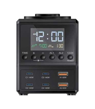 Blitzwolf BW-FW10 alarm clock with charger 2xUSB-A, 4xUSB-C, 240W