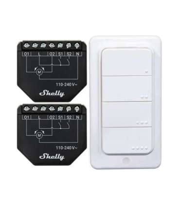 Set of 2 Blind/curtain WiFi controllers Shelly Shutter + BLU RC Button 4