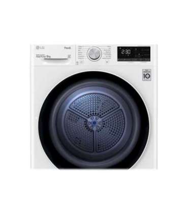 LG Dryer Machine RH80V3AV6N Energy efficiency class D Front loading 8 kg LED Depth 69 cm Wi-Fi White