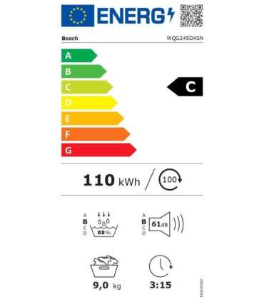 Bosch Dryer Machine with Heat Pump WQG245DXSN Energy efficiency class Class C Front loading 9 kg Condensation