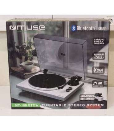 SALE OUT. Muse MT-109 BTOW Hifi Turntable, White Muse Hifi Turntable MT-109 BTOW Bluetooth Out USED, SCRATCHES