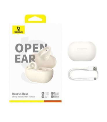 Baseus Bass 15 Clip Open Ear Headset True Wireless Stereo (TWS) In-ear Calls/Music Bluetooth White