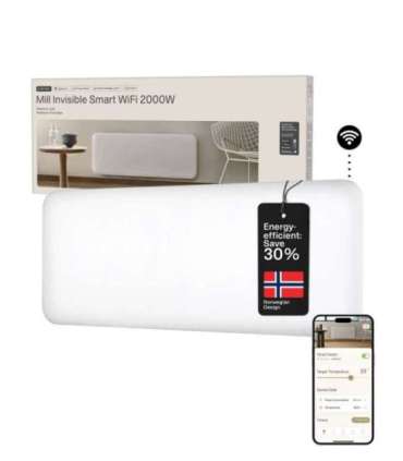 Mill Invisible Smart WiFi Heater PA2000WIFI4 Panel Heater 2000 W Suitable for rooms up to 24-28 m² White |