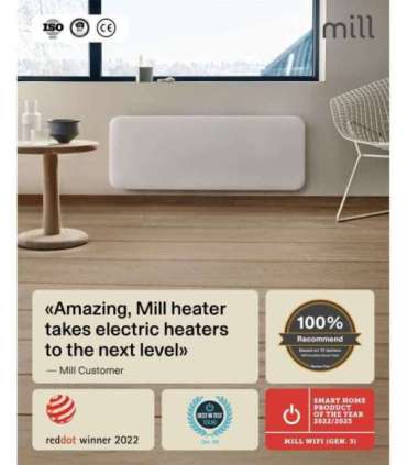 Mill Invisible Smart WiFi Heater PA2000WIFI4 Panel Heater 2000 W Suitable for rooms up to 24-28 m² White |