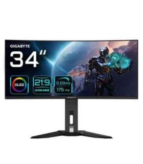 GIGABYTE MO34WQC 34" OLED WQHD Curved Gaming Monitor - 3440 x 1440, 175Hz, 0.03ms, KVM, 250 cd/m², FreeSync Premium