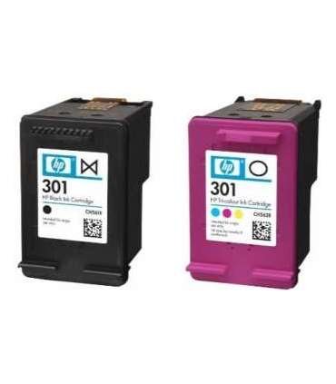 HP 301 2-pack Black/Tri-Color Ink Cartridges, 190/165 pages, for Deskjet 1510, 3055A, Officejet 2622