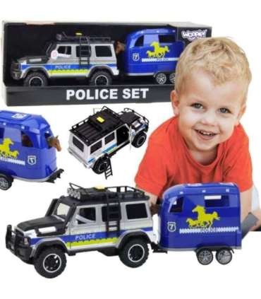 WOOPIE Zestaw Samochód Terenowy Policyjny z Przyczepą dla Konia