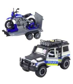 WOOPIE Zestaw Samochód Terenowy Policyjny z Przyczepą na Motocykl