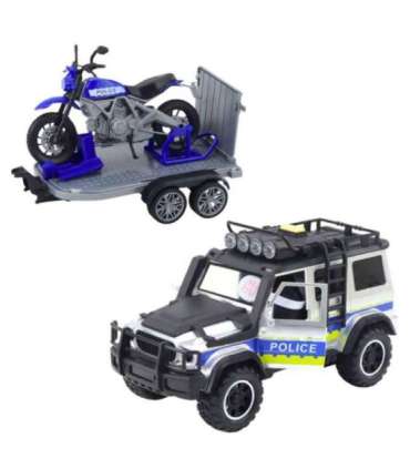 WOOPIE Zestaw Samochód Terenowy Policyjny z Przyczepą na Motocykl