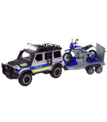 WOOPIE Zestaw Samochód Terenowy Policyjny z Przyczepą na Motocykl