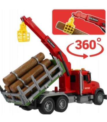 WOOPIE Ciężarówka z Ruchomym Dźwigiem do Drewna Dźwięk Światła 1:14