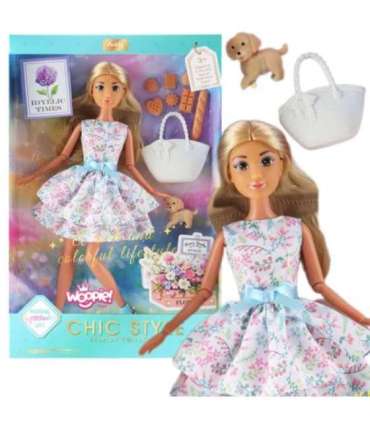 WOOPIE ROYAL Lalka Lily 30 cm Wiosenna Suknia Akcesoria Piesek Piknik