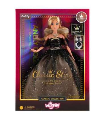 WOOPIE ROYAL Lalka Lily 30 cm Długie Blond Włosy Czarna Suknia Balowa