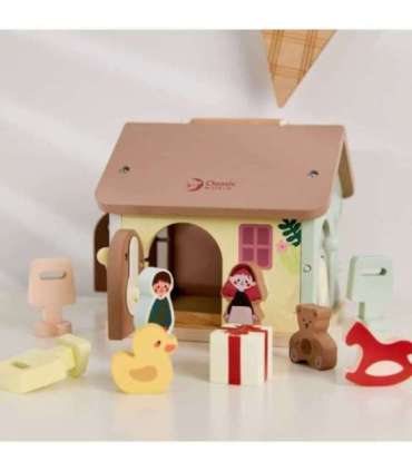 CLASSIC WORLD деревянный сенсорный обучающий домик с замками и ключами, 11 предметов