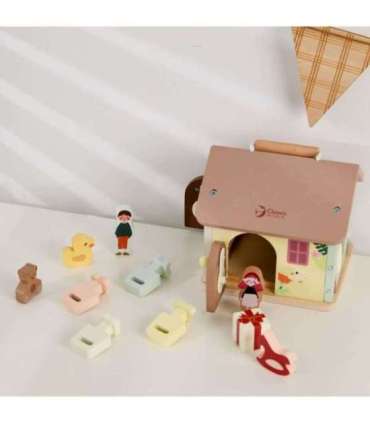 CLASSIC WORLD деревянный сенсорный обучающий домик с замками и ключами, 11 предметов