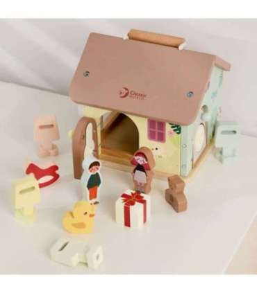 CLASSIC WORLD деревянный сенсорный обучающий домик с замками и ключами, 11 предметов