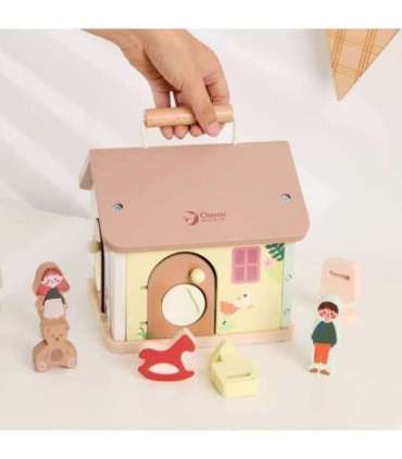 CLASSIC WORLD деревянный сенсорный обучающий домик с замками и ключами, 11 предметов
