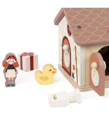 CLASSIC WORLD деревянный сенсорный обучающий домик с замками и ключами, 11 предметов