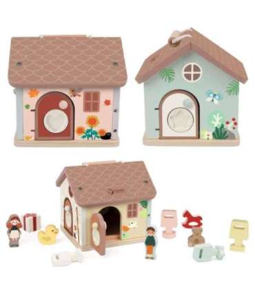 CLASSIC WORLD деревянный сенсорный обучающий домик с замками и ключами, 11 предметов