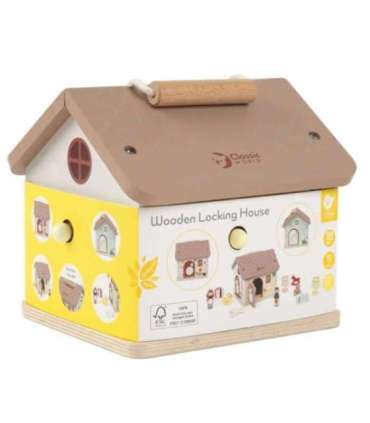 CLASSIC WORLD деревянный сенсорный обучающий домик с замками и ключами, 11 предметов