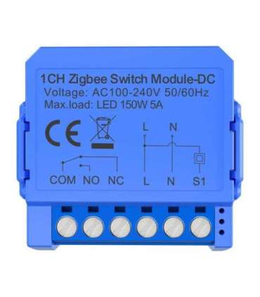 1-channel ZigBee switch module with voltage-free contact Avatto ZWSM16-DC32V-1