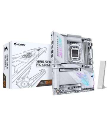 Gigabyte X870E A PRO X ICE AORUS PRO X3D ICE, ATX, AMD AMD5, DDR5, PCIe 5.0, Wi-Fi 7, 5 Gbe, USB 4