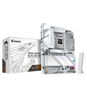 Gigabyte X870 A ELITE X ICE AORUS ELITE X3D ICE, ATX, AMD AM5, DDR5, PCIe5.0, WI-Fi 7, 2.5 Gbe, USB4