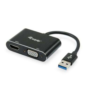 Equip 133386 USB 3.0 to HDMI/VGA (HD15) Adapter, 3.2 Gen 1, USB Type-A, HDMI output, 1920 x 1080p