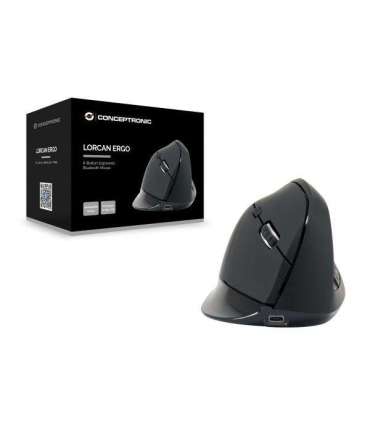 Conceptronic LORCAN03B LORCAN ERGO 6-Button Ergonomic Bluetooth Mouse, Right-hand, Optical, 1600 DPI